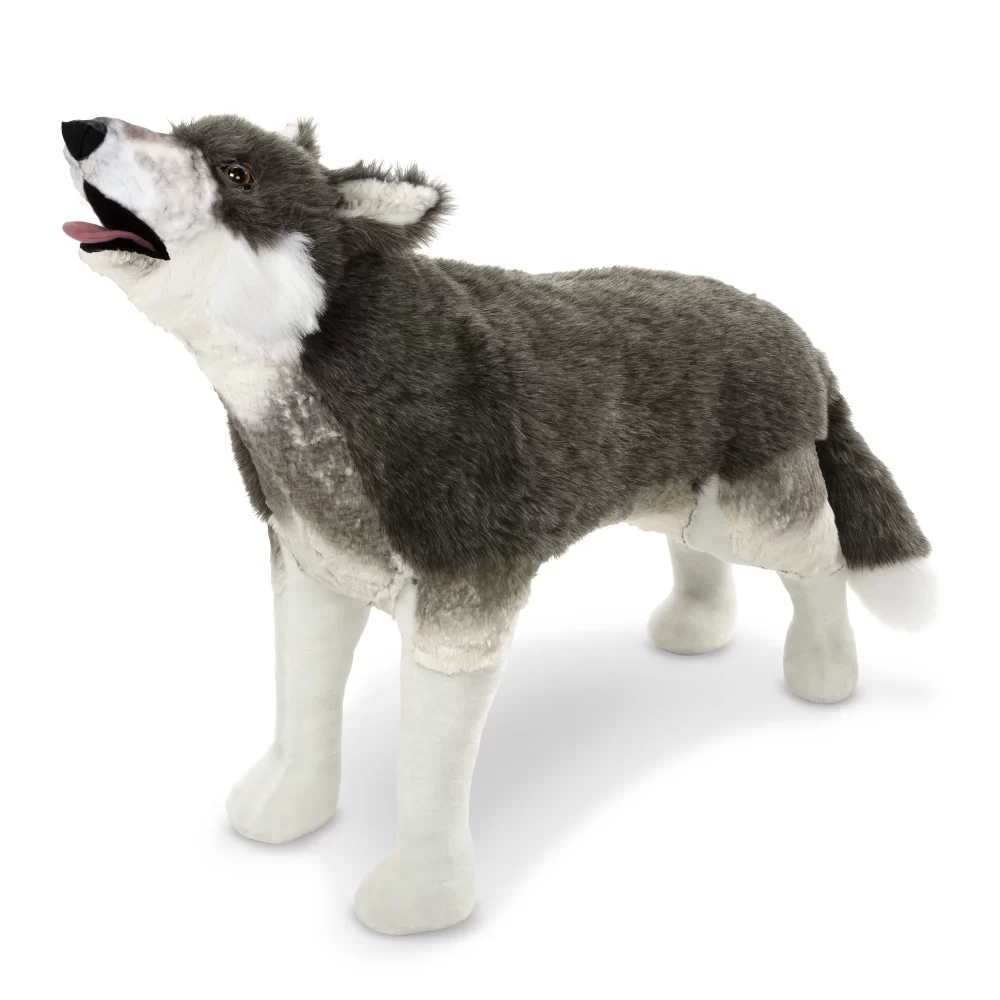 Realistic wolf plush toy